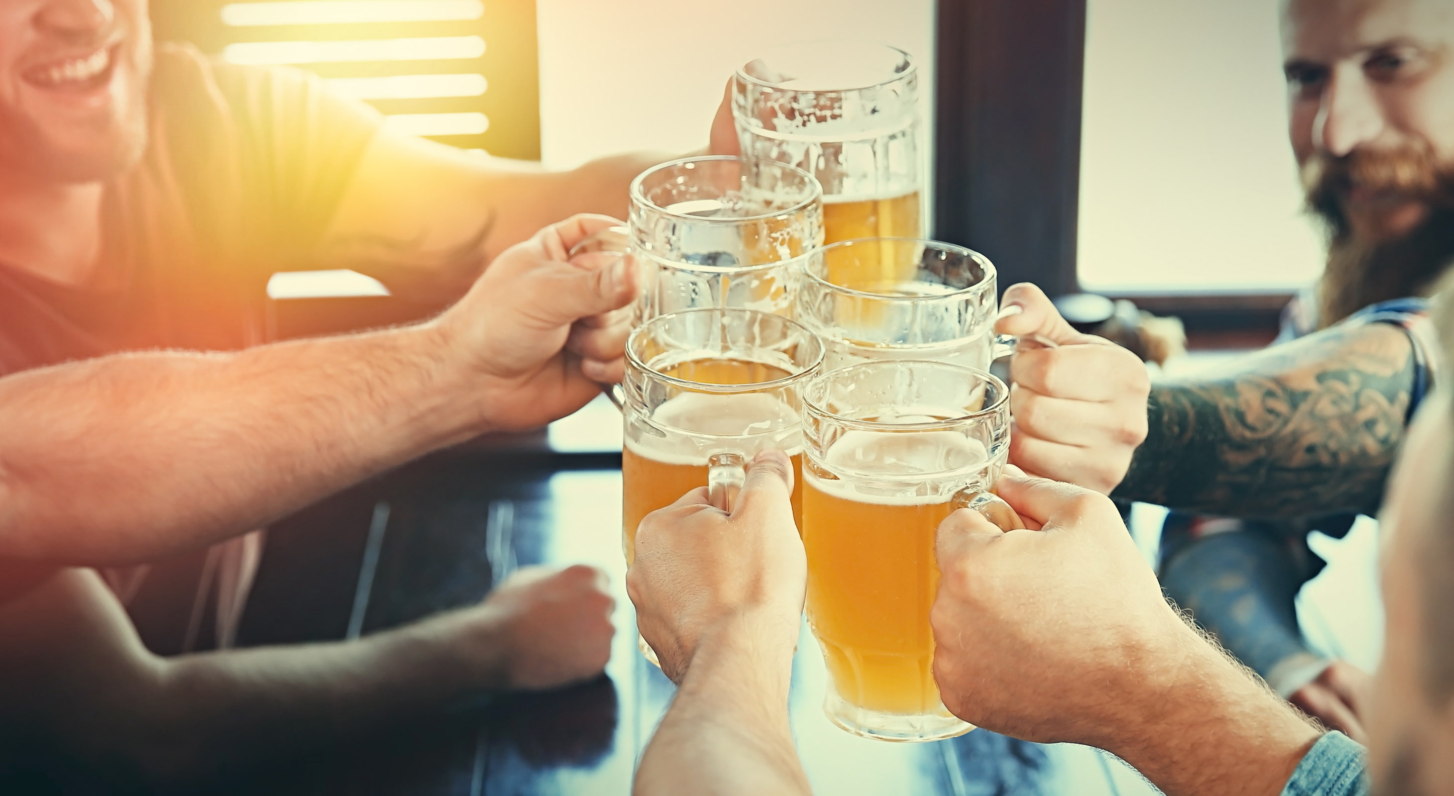 Friends toasting at a brewery in Northern Virginia