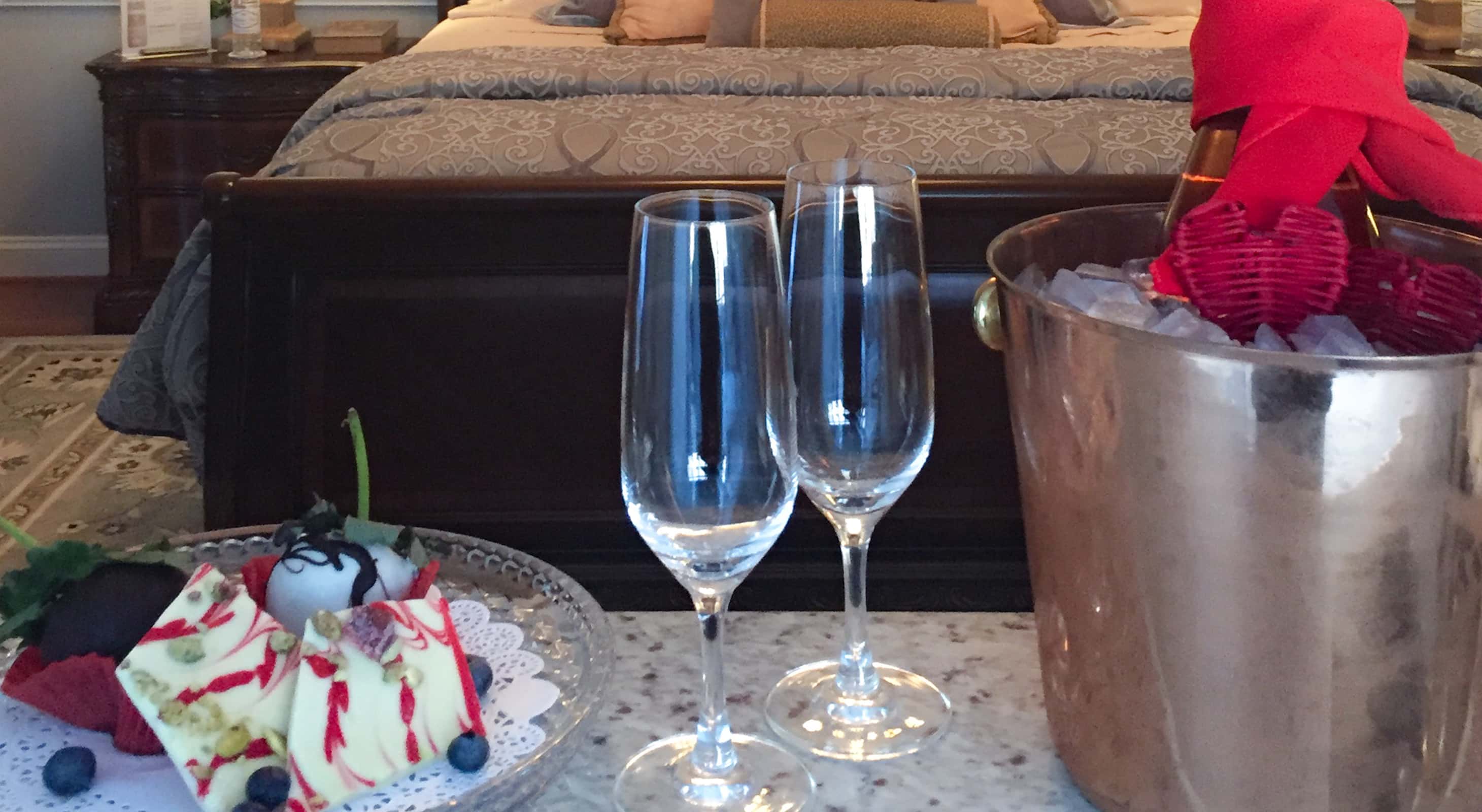 Champagne in the Tranquility Suite makes for the perfect getaway in Northern VA