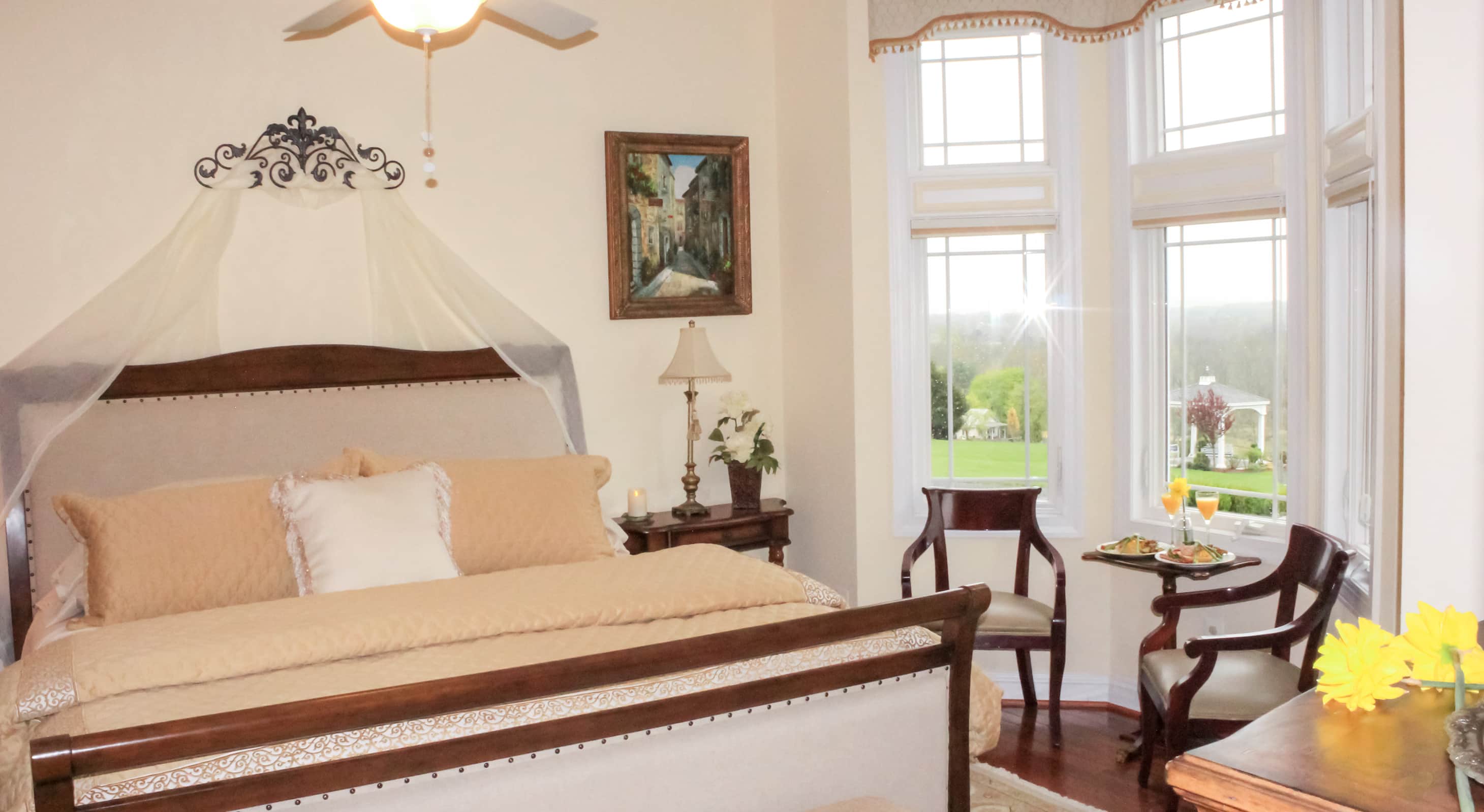 Luxury guest room with Virginia country views